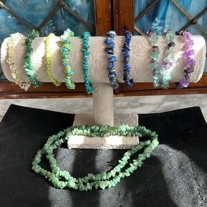 Green Gemstone Beaded Necklace and Bracelet Set